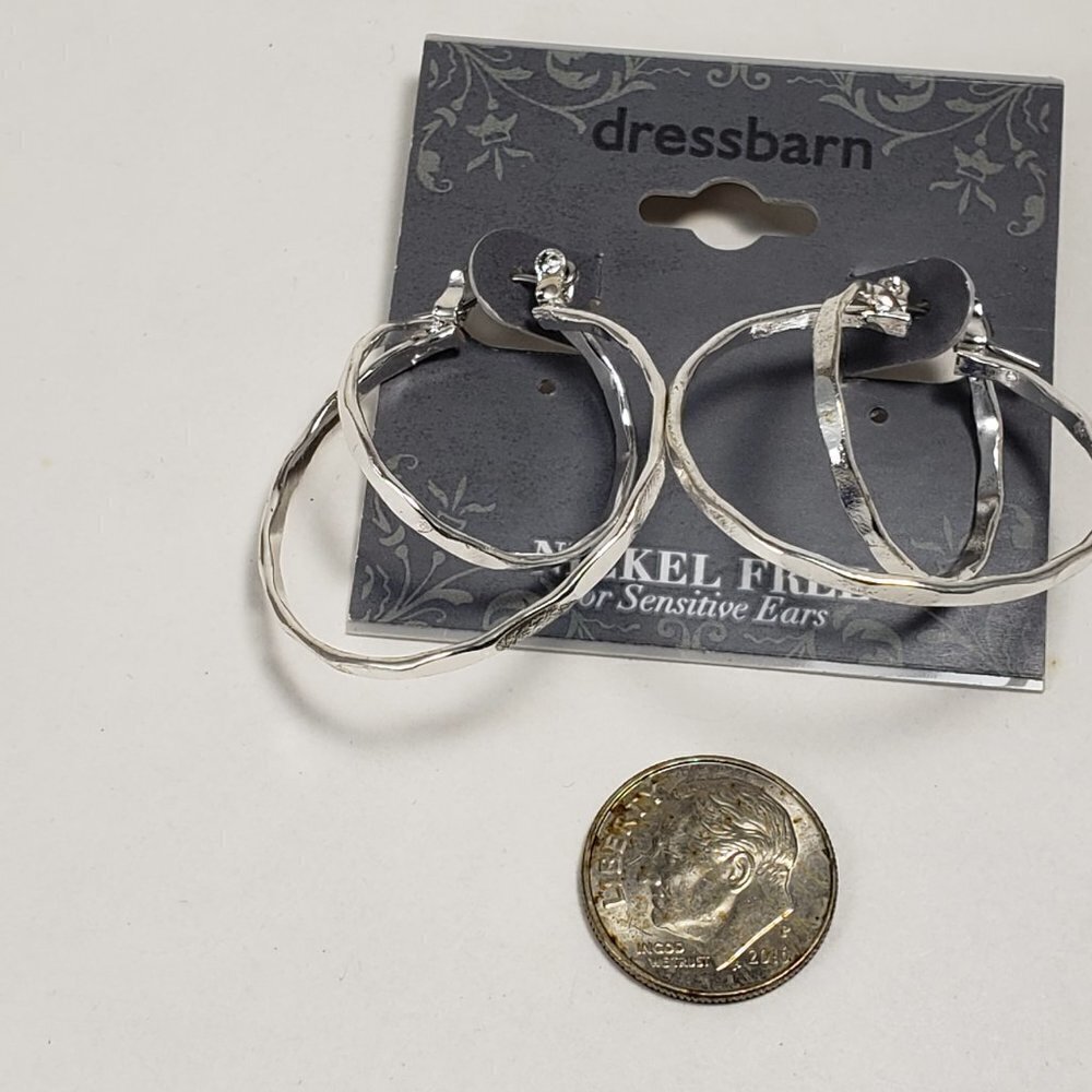Silver Double Hoops design Earrings - 1.25-in - Women's Fashion Jewelry - Picture 7 of 7